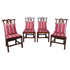 Retro 4 Chippendale Monticello Honeymoon Cottage Mahogany Pierced Back Dining Chairs