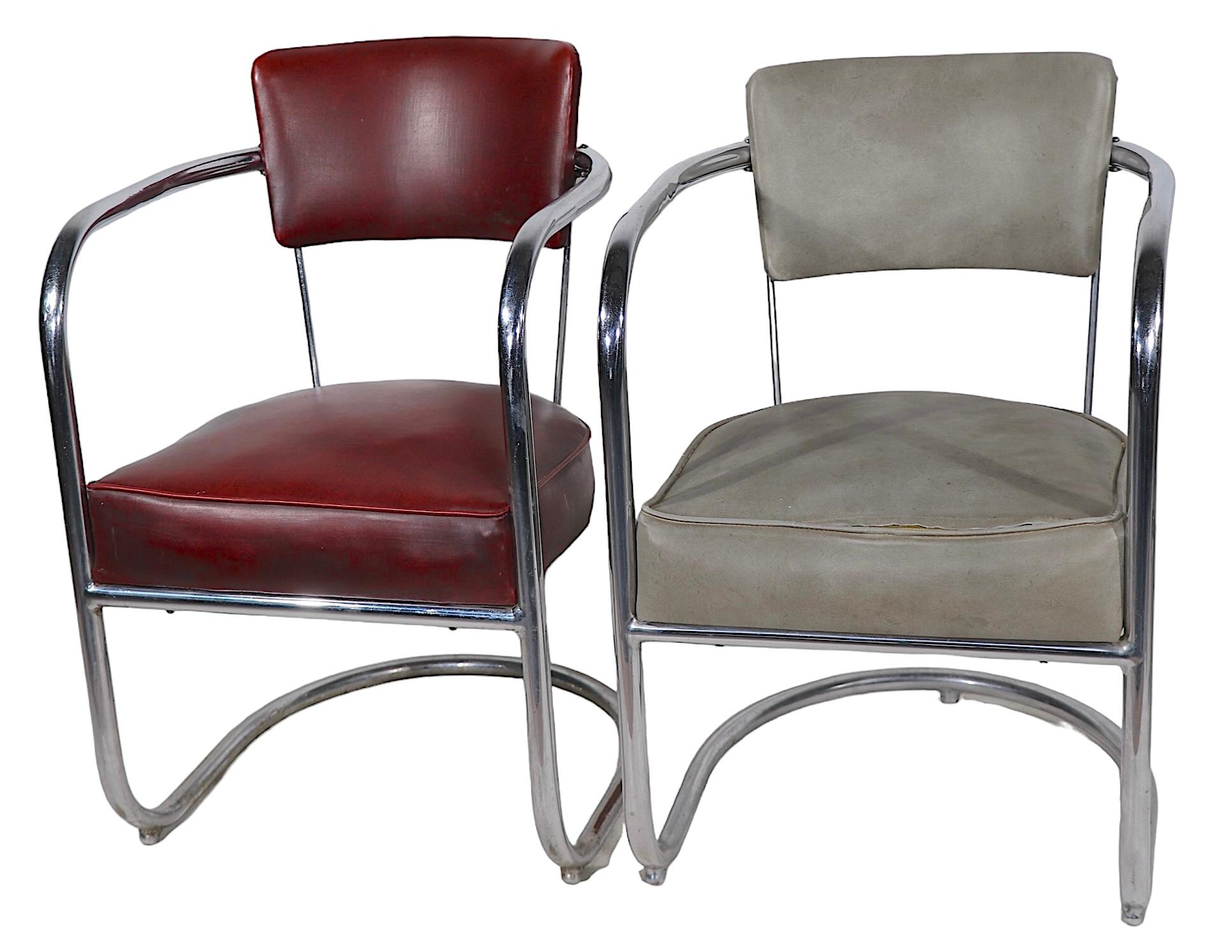 4 Chrome Art Deco Arm Chairs by Lloyd Furniture att. to Kem Weber c.1930's For Sale 7