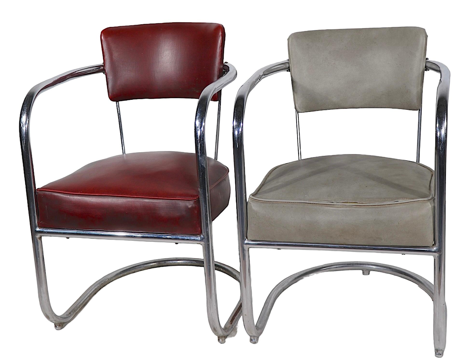 4 Chrome Art Deco Arm Chairs by Lloyd Furniture att. to Kem Weber c.1930's For Sale 8