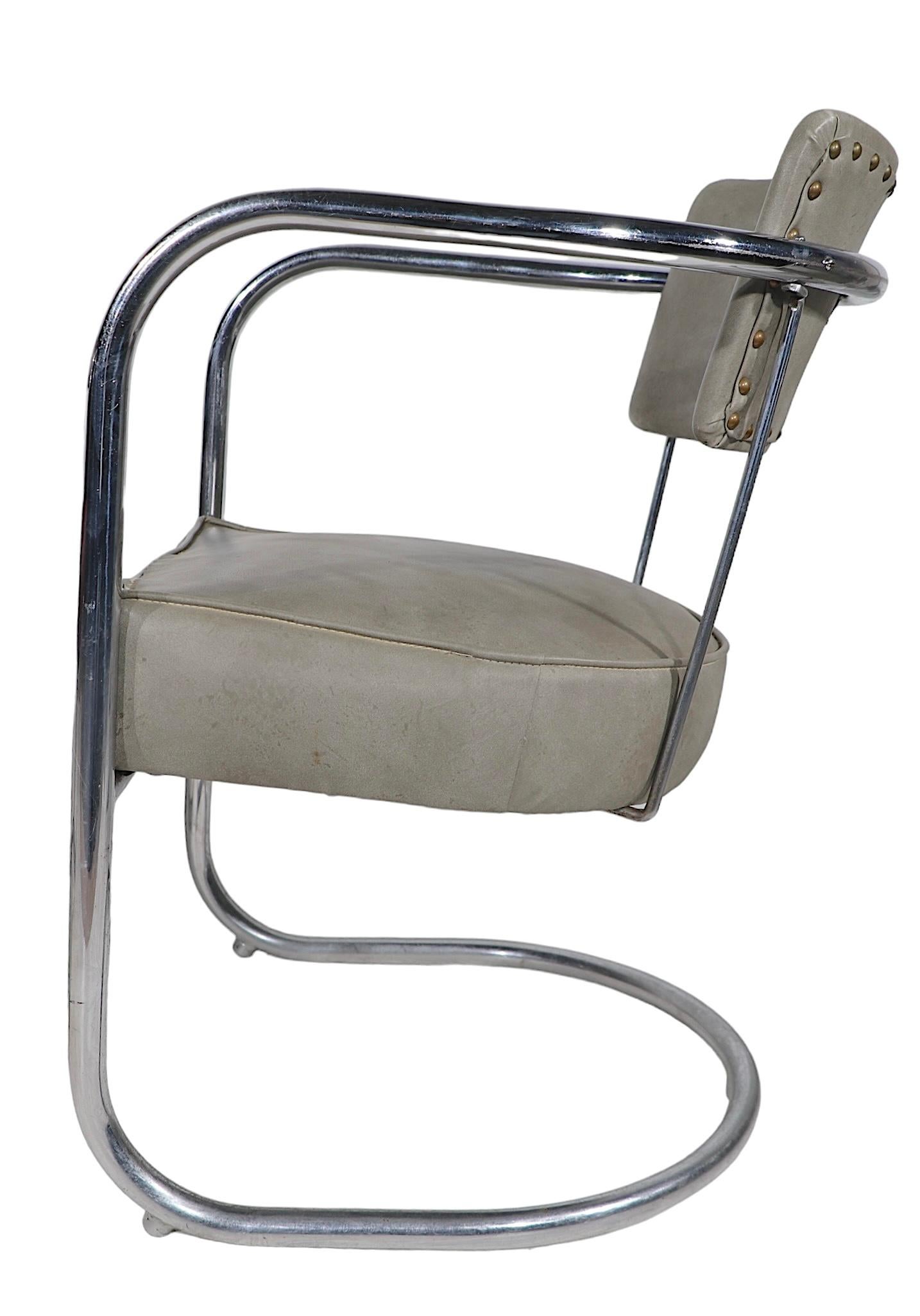 Mid-20th Century 4 Chrome Art Deco Arm Chairs by Lloyd Furniture att. to Kem Weber c.1930's For Sale