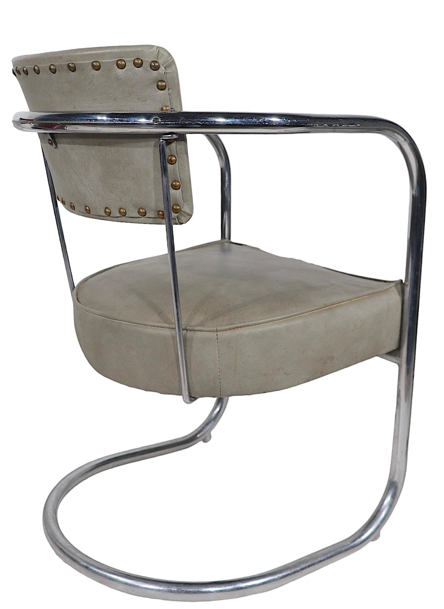 4 verchromte Art-Déco-Sessel von Lloyd Furniture, Kem Weber, ca. 1930er Jahre (Naugahyde) im Angebot