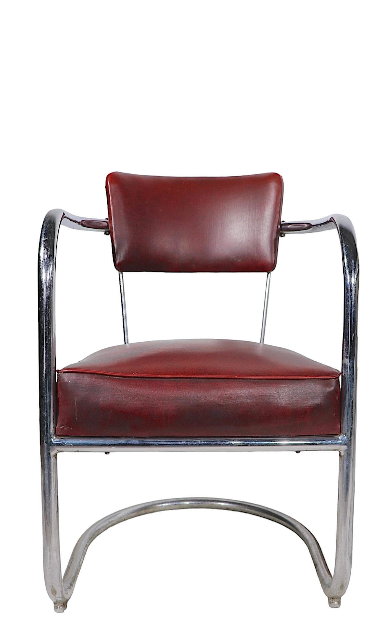 4 Chrome Art Deco Arm Chairs by Lloyd Furniture att. to Kem Weber c.1930's For Sale 2