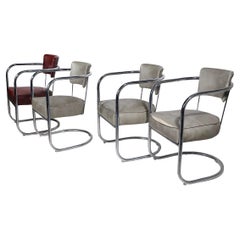 4 fauteuils Art déco chromés de Lloyd Furniture att. à Kem Weber vers les années 1930