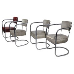 Vintage 4 Chrome Art Deco Arm Chairs by Lloyd Furniture att. to Kem Weber c.1930's