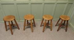 4 Chunky Victorian Elm Farmhouse Kitchen Stools Lovely country pieces