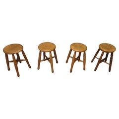4 Chunky Victorian Elm Farmhouse Kitchen Stools Lovely country pieces