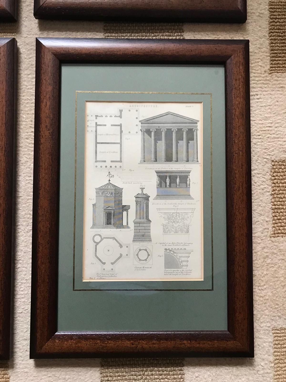 4 Classic Architectural Antique Prints from Steel Engravings dated 1850 Framed For Sale 5