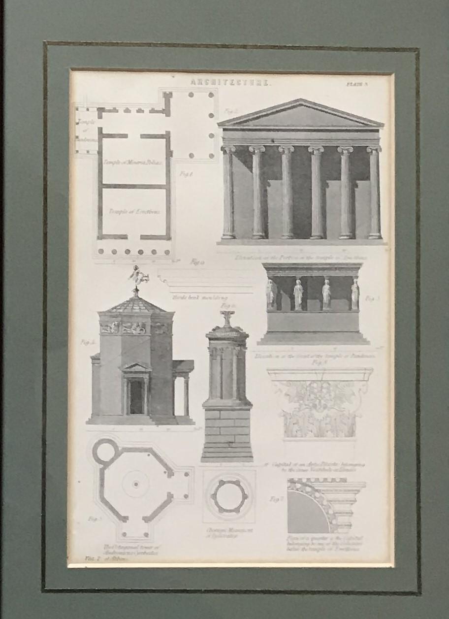 4 Classic Architectural Antique Prints from Steel Engravings dated 1850 Framed For Sale 6