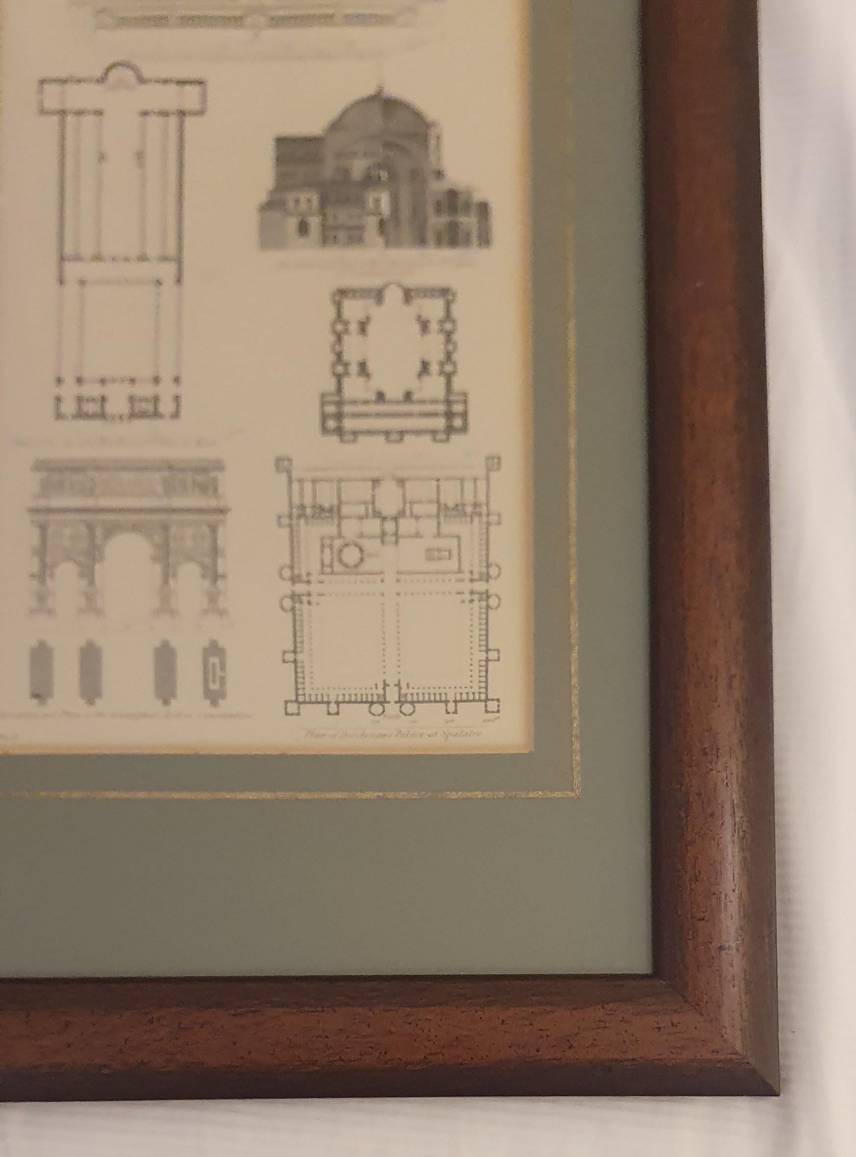 4 Classic Architectural Antique Prints from Steel Engravings dated 1850 Framed For Sale 9