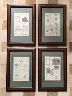 4 Classic Architectural Antique Prints from Steel Engravings dated 1850 Framed