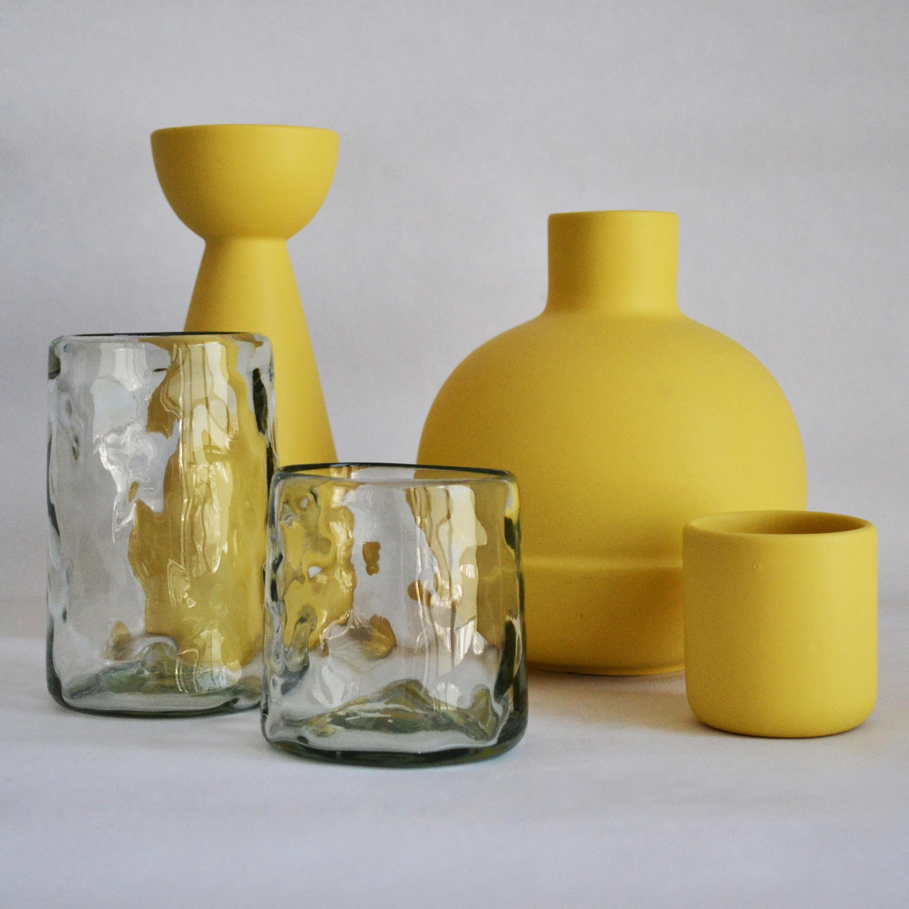 4 Cocktail Tumblers, Handblown Organic Irregular Shape Glasses 100% Recycled  In New Condition For Sale In London, GB