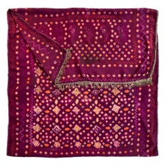 4-Color Plangi and Tritik Silk Shawl, Palembang, Sumatra