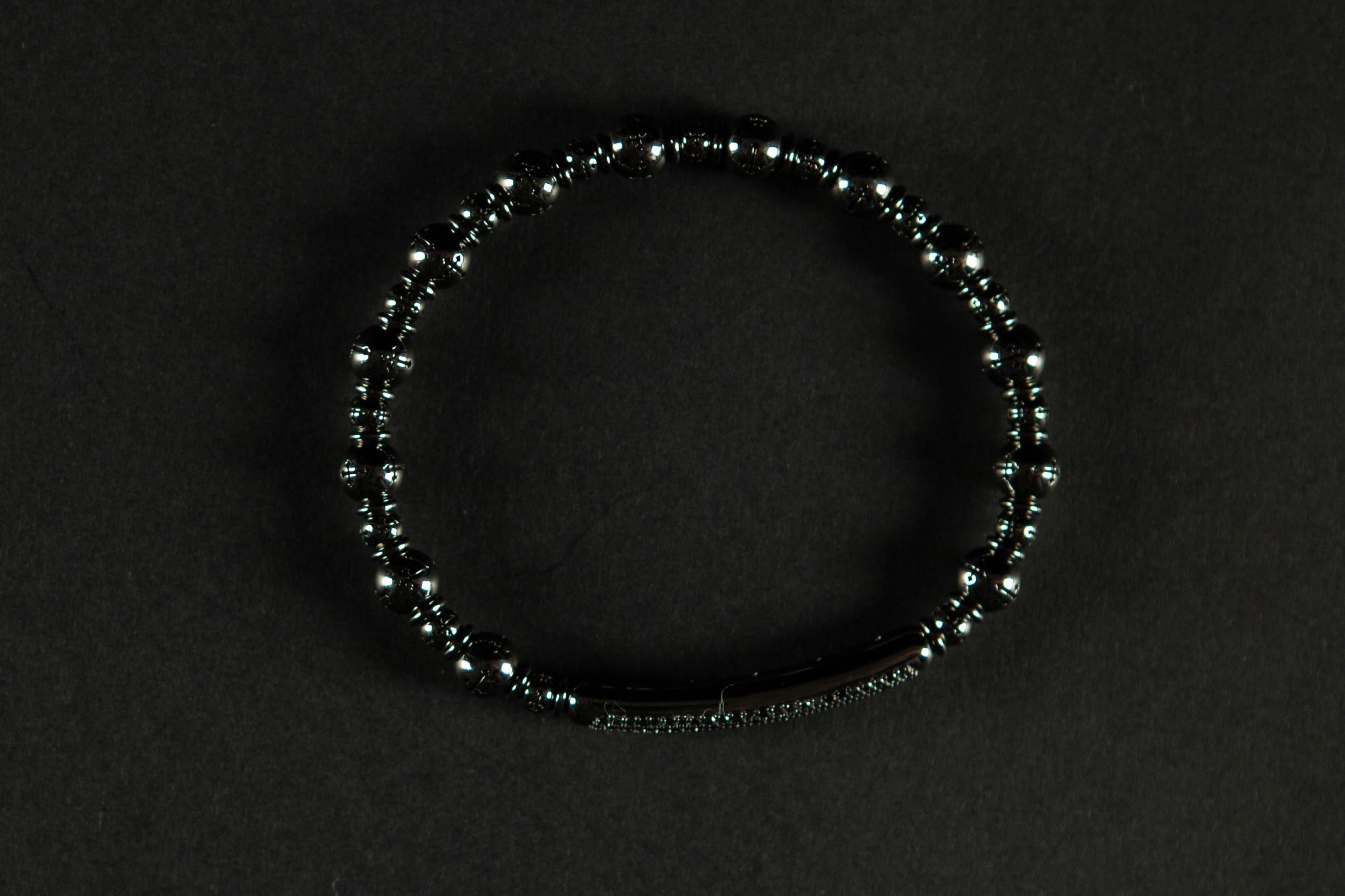 4 Colour 18k Gold Beaded Bracelets with 2.80Ct Black Diamonds 1837 Florence New For Sale 8