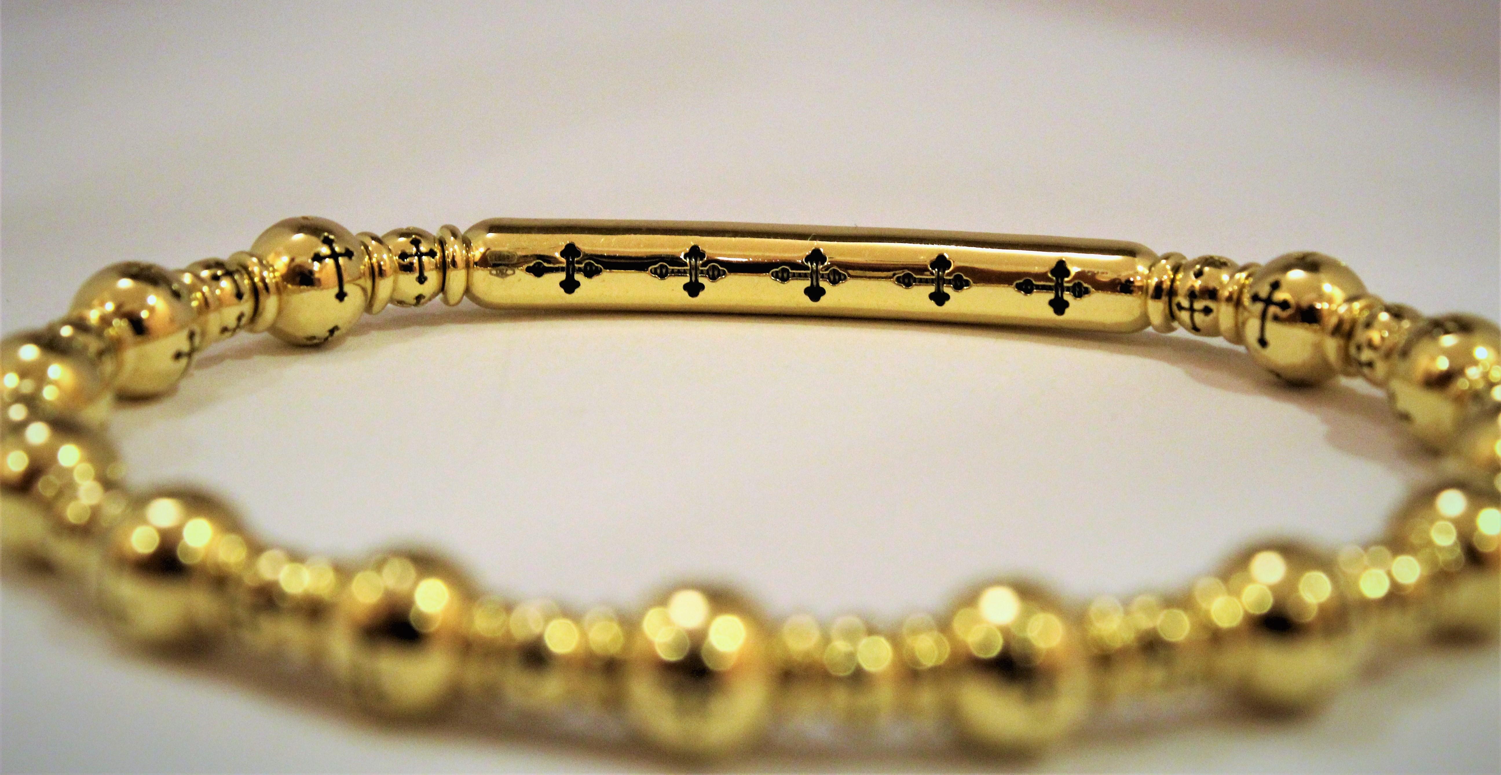 4 Colour 18k Gold Beaded Bracelets with 2.80Ct Black Diamonds 1837 Florence New For Sale 15