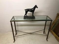 4 Konsolen Stil Art Deco 1930, ägyptisches Motiv, Frankreich, Bronze und Glas