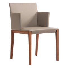 4 Poltrone contemporanee in pelle grigia