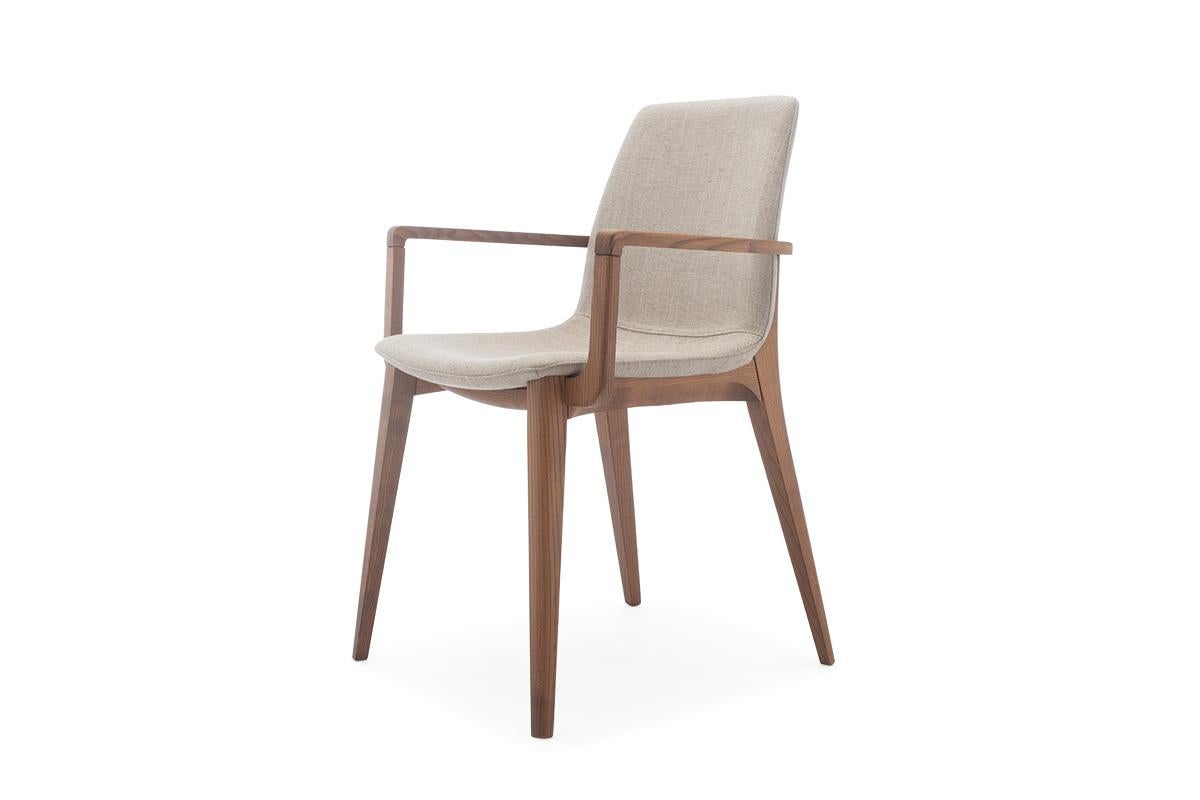 Modern Contemporary set of 2 chairs w/armrests by Studio Tecnico Interna8, Wood Fabric For Sale