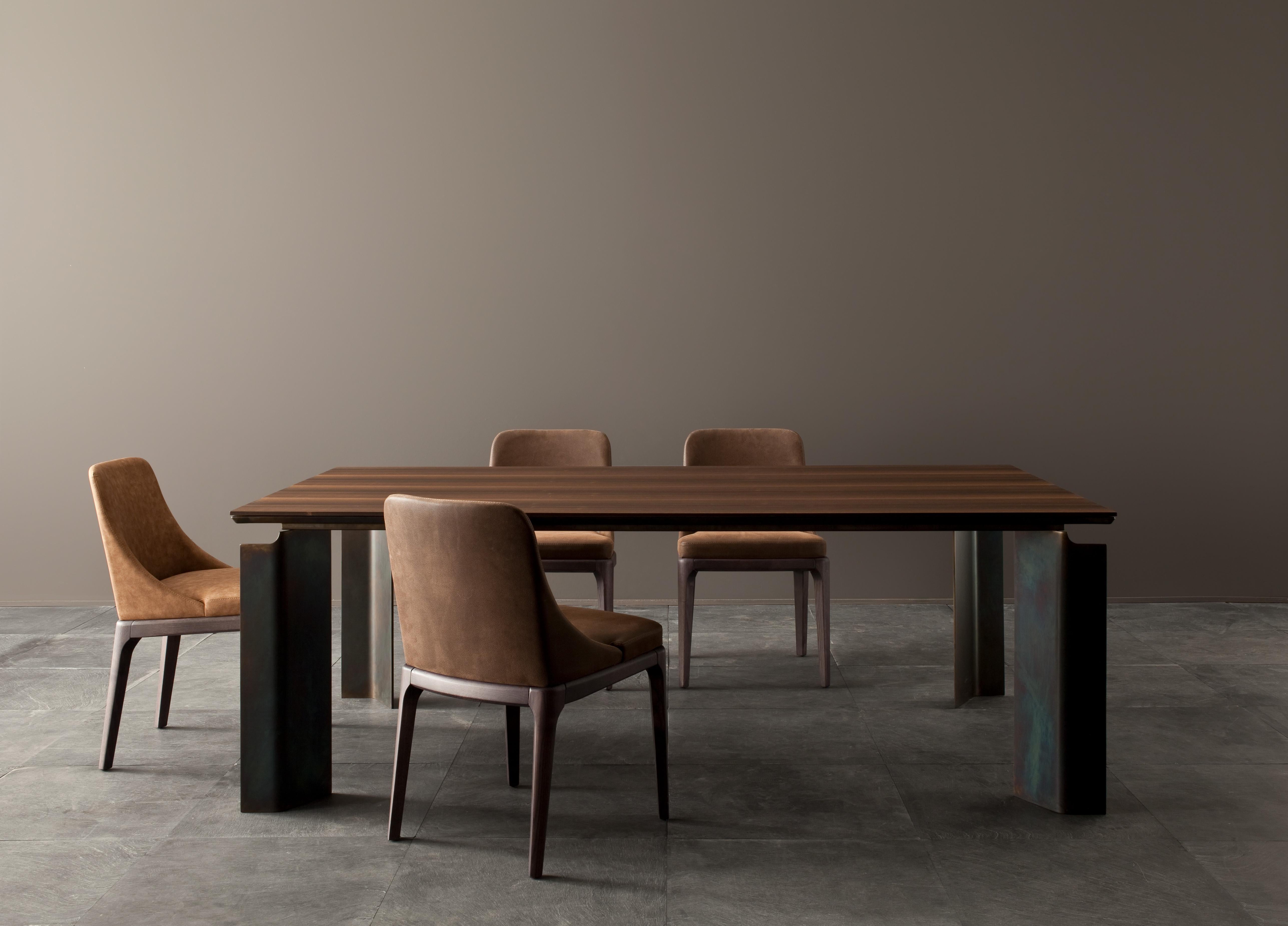4 Contemporary Studio Tecnico Interna8 4 Chairs Wood Leather In New Condition For Sale In Pordenone, IT