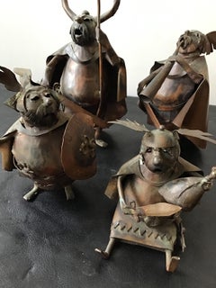4 Copper Viking Statues
