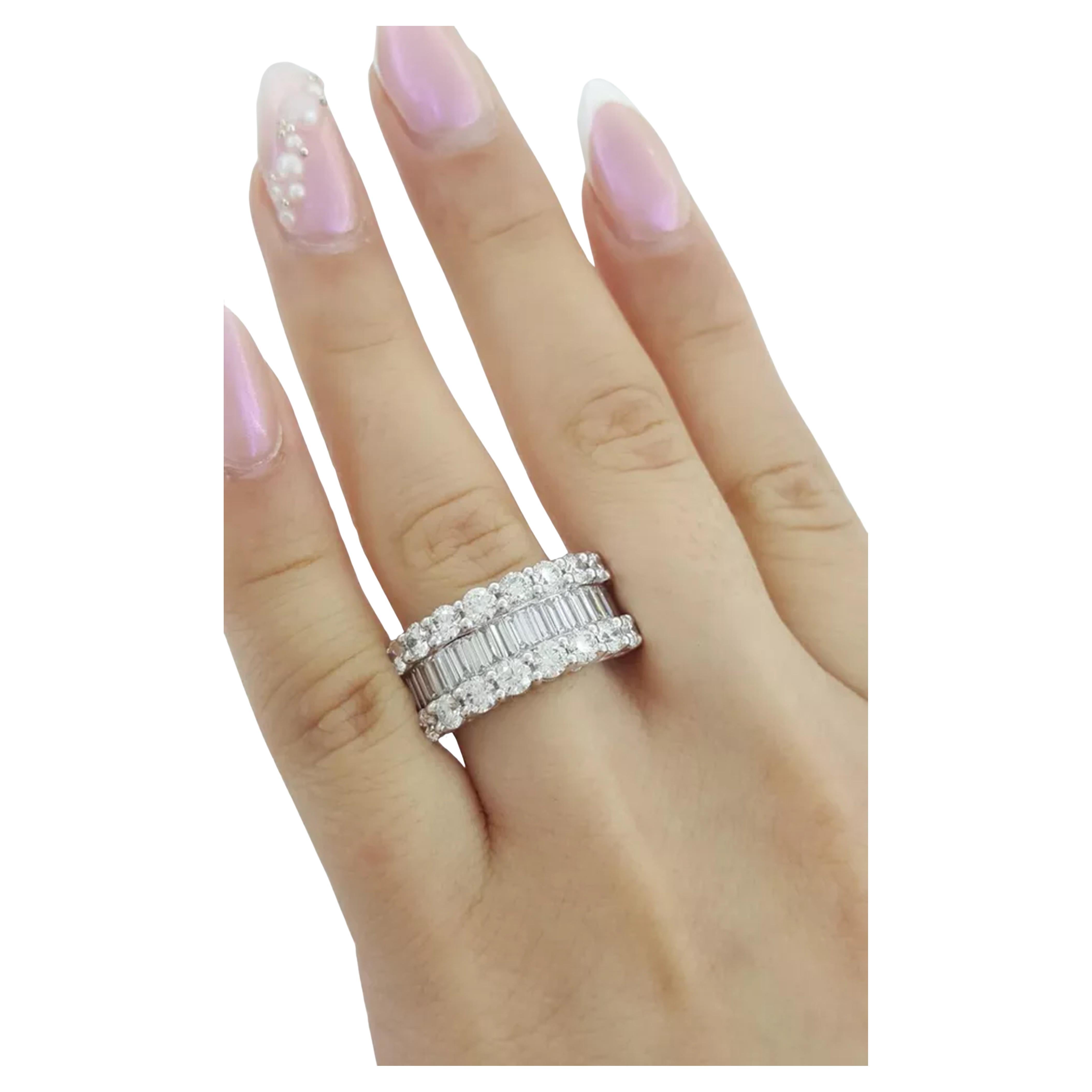 Contemporary 4 Ct. Baguette Round Diamond Band Ring For Sale
