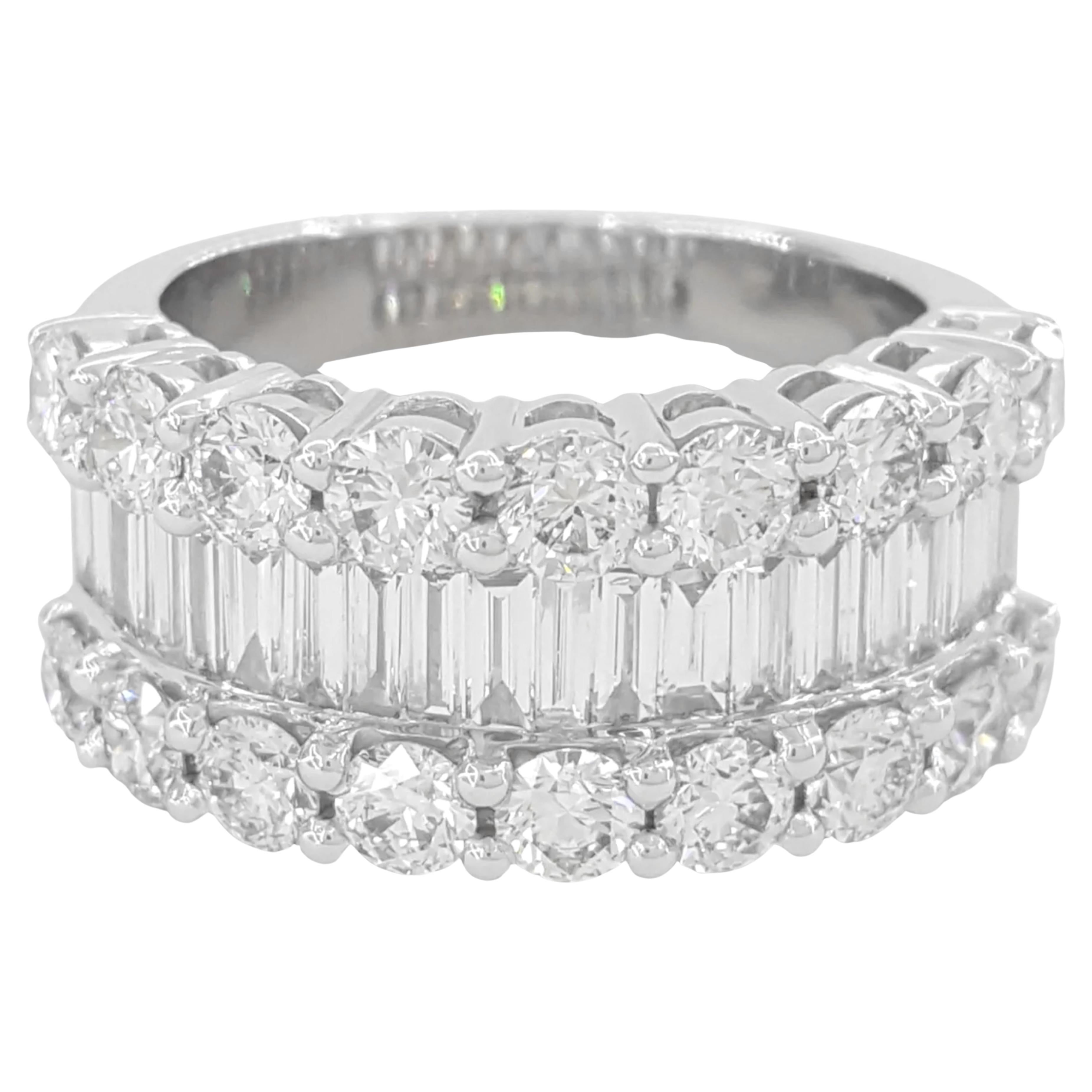 Round Cut 4 Ct. Baguette Round Diamond Band Ring For Sale