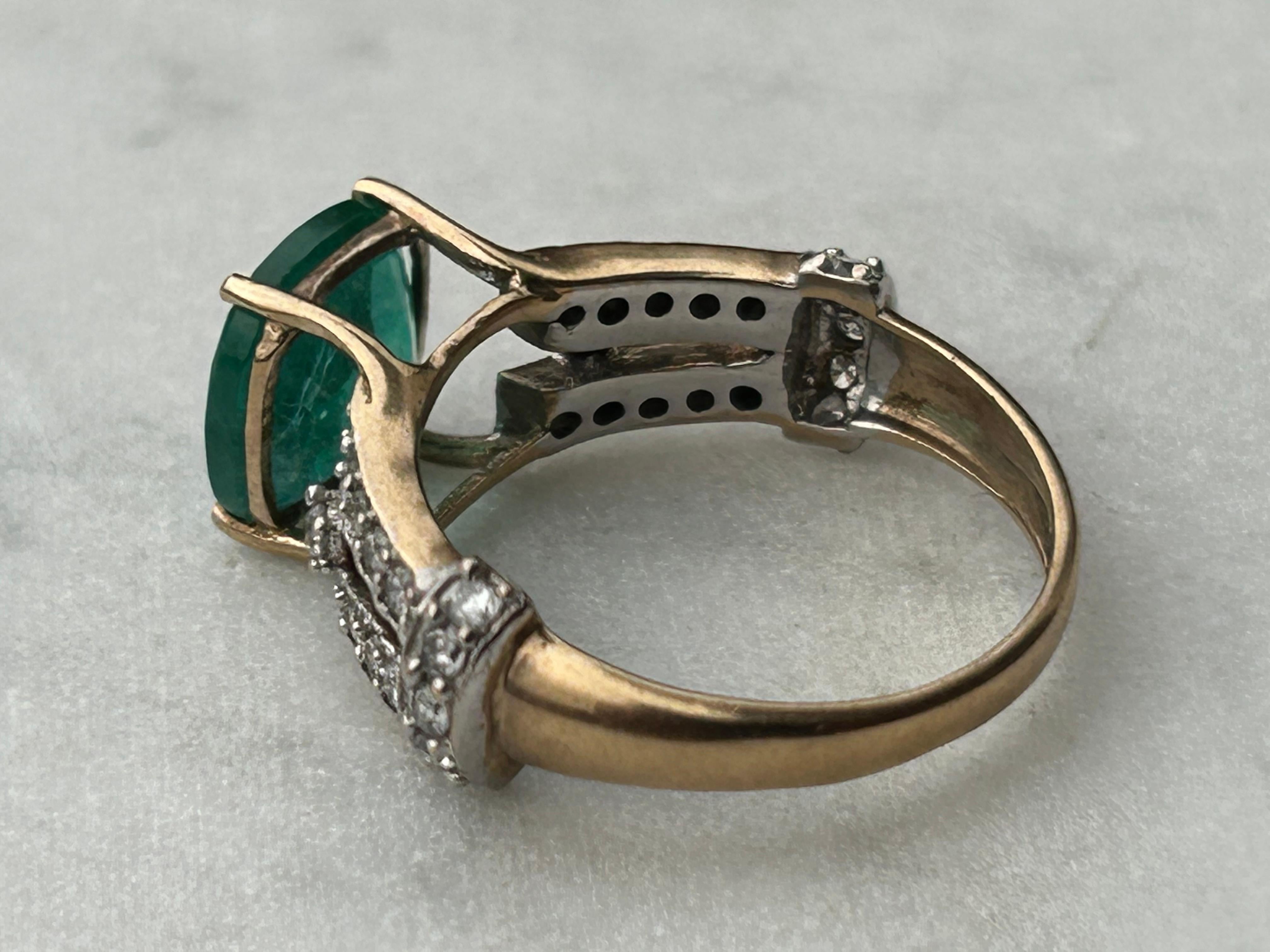 2.5 Carat Cushion Cut Columbian Emerald and .5ctw Diamond Ring 9