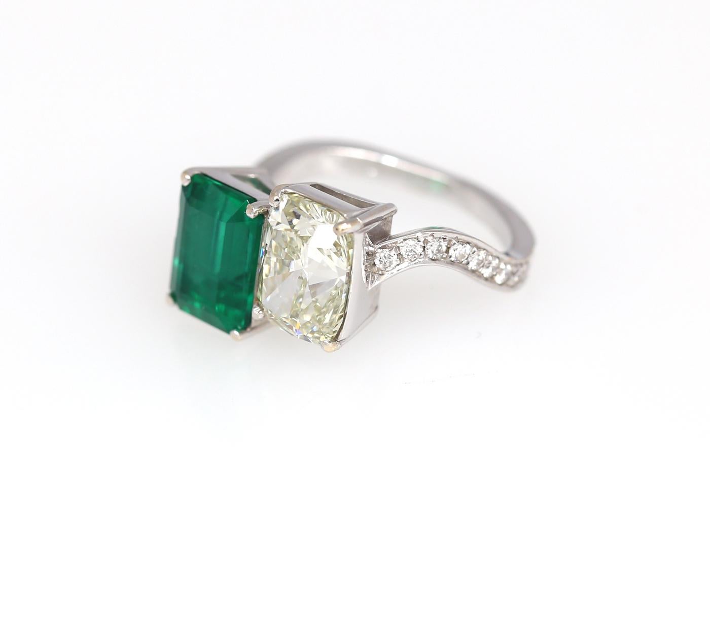 3.5 carat emerald diamond ring