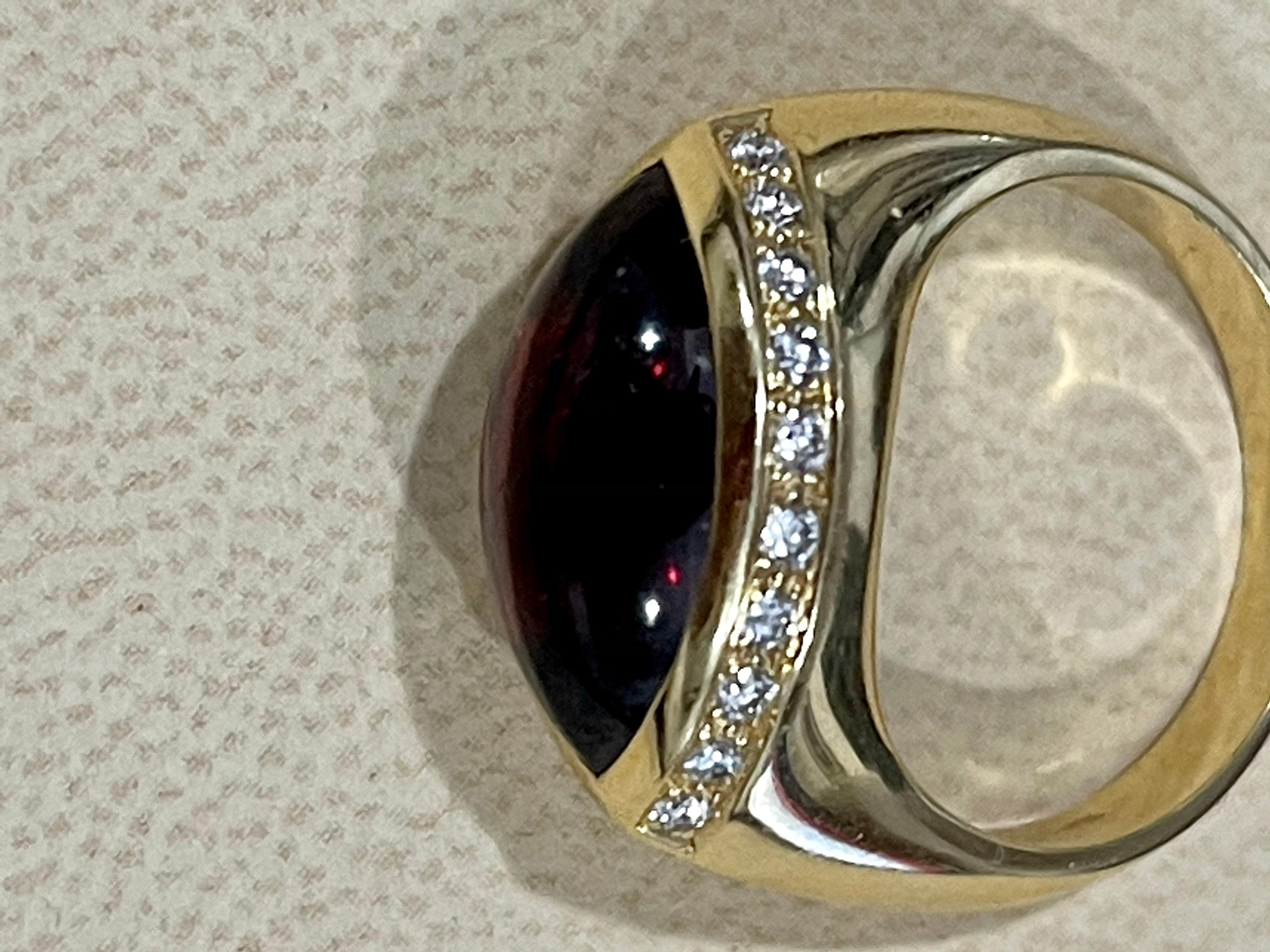 4 Carat Marquise Shape Rhodolite Garnet and Diamond Ring 18 Karat Yellow Gold In Excellent Condition In New York, NY