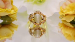 4 CT Natural Cats Eye Diamond Ring