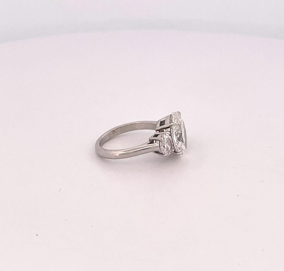 4 Ct Oval Shape 3 Stone Diamond Platinum Engagement Ring 1