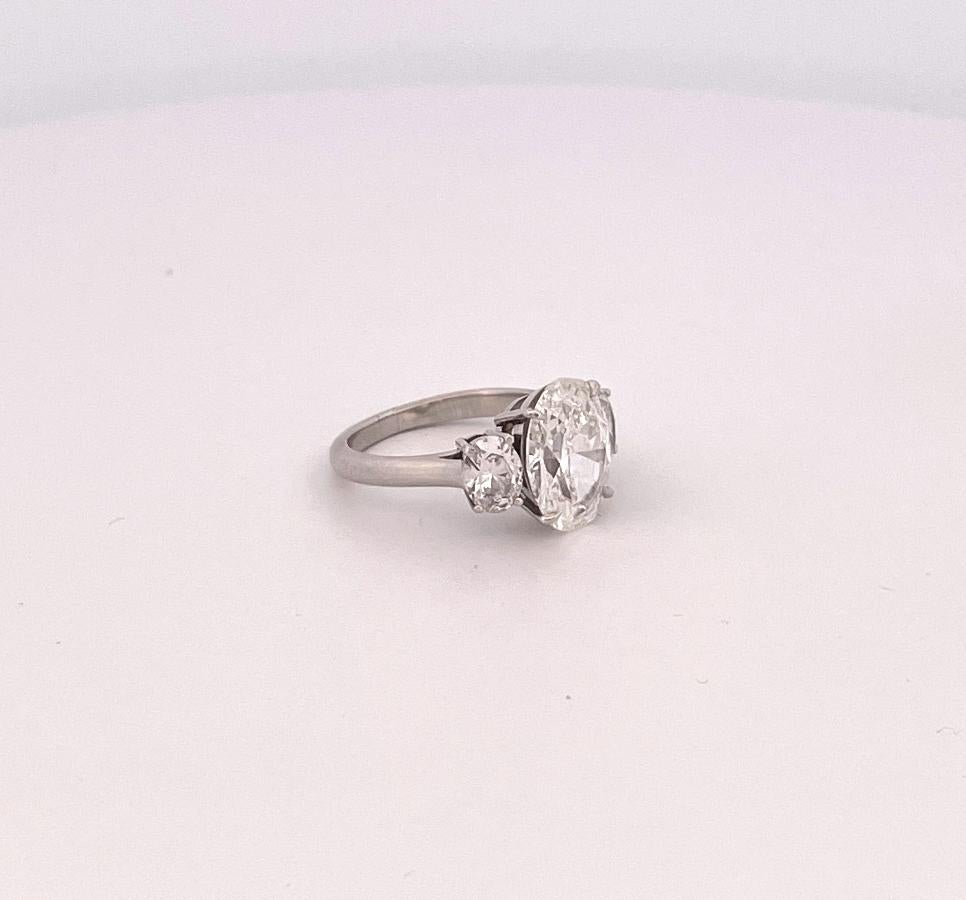 4 Ct Oval Shape 3 Stone Diamond Platinum Engagement Ring 2