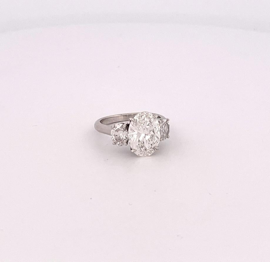 4 Ct Oval Shape 3 Stone Diamond Platinum Engagement Ring 3