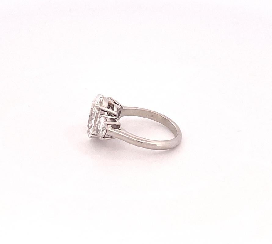 Modern 4 Ct Oval Shape 3 Stone Diamond Platinum Engagement Ring