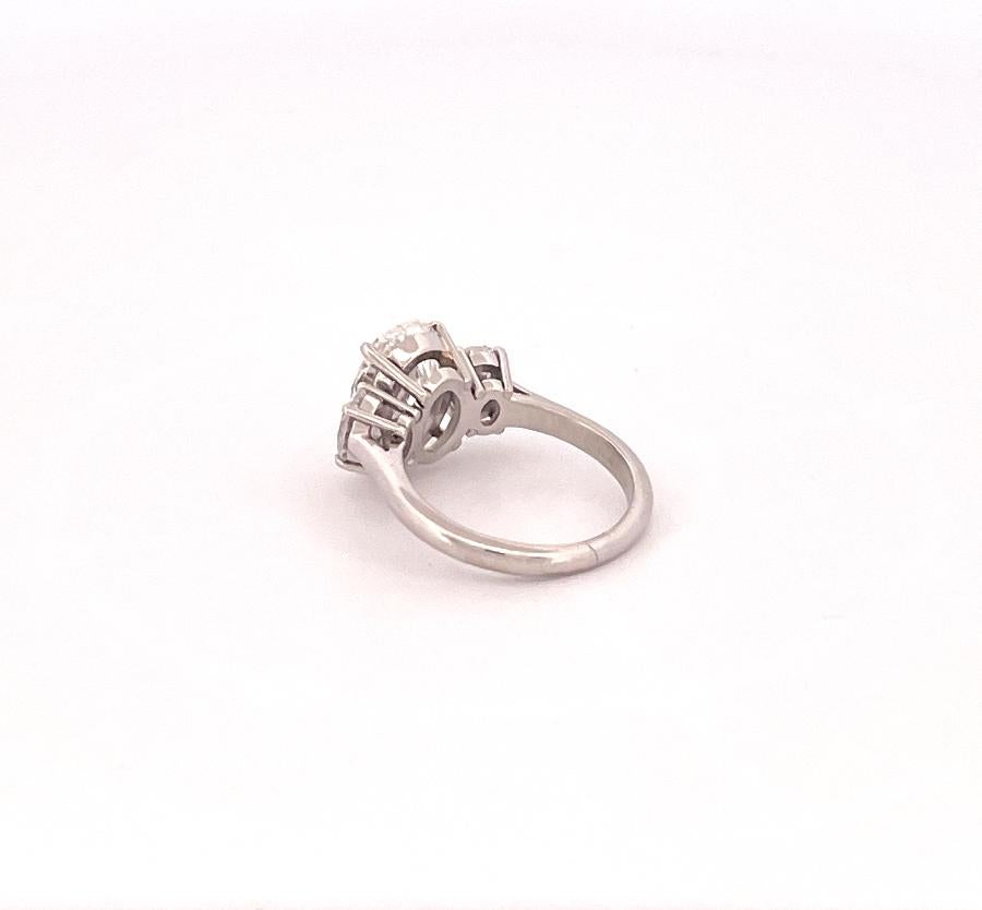 Oval Cut 4 Ct Oval Shape 3 Stone Diamond Platinum Engagement Ring