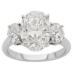 4 Ct Oval Shape 3 Stone Diamond Platinum Engagement Ring