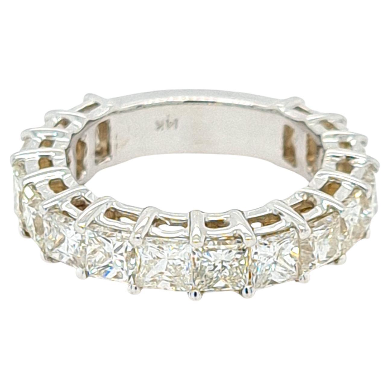 4 CT Princess Shape Natural Diamond Vintage Ring Solid 14k White Gold