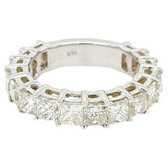 4 CT Princess Shape Natural Diamond Vintage Ring Solid 14k White Gold