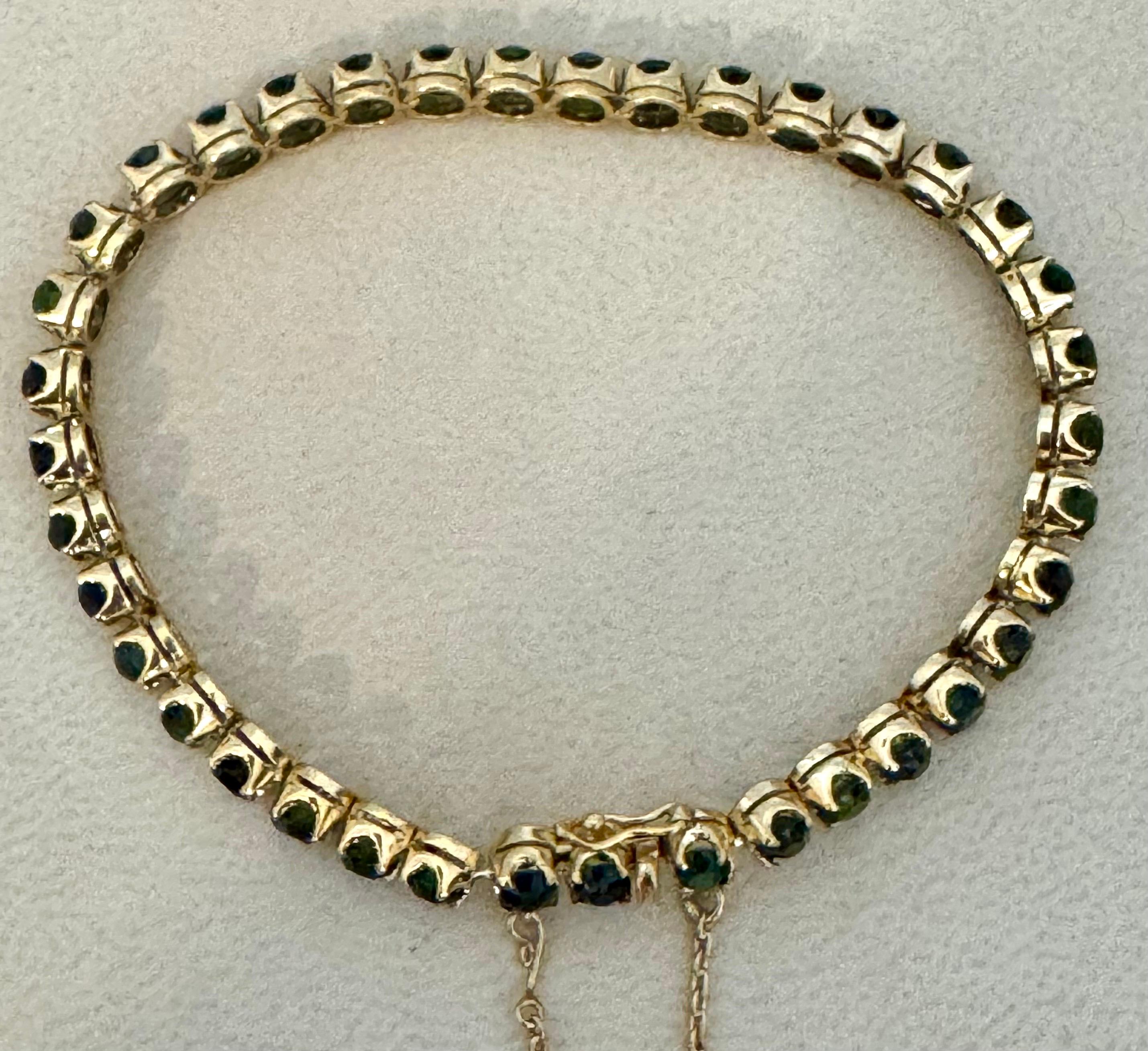 4 Ct  Forma Redonda Turmalina Verde Pulsera de Tenis de Cóctel Oro Amarillo de 14 Kt 7