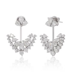 4 Karat SI Reinheit HI Farbe Birnenförmige runde Diamantjacke Ohrringe 18 Karat Weißgold