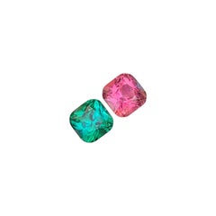 Coppia di tormaline invertite verde-bluastro e rosa shocking, 4 carati, pietre preziose per gioielli, 7 mm