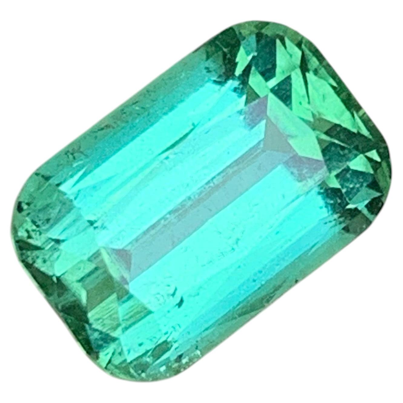 4 Cts Bluish Mint Green Cushion Cut Tourmaline Gemstone for Ring Jewelry 10 mm For Sale