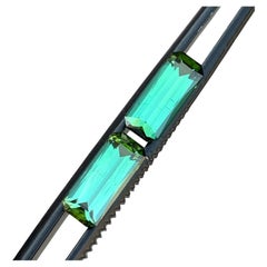 4 Cts Emerald Cut Mint Green Tourmaline Pair Gemstone for Jewellery 11mm
