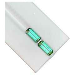 4 Cts Emerald Cut Mint Green Tourmaline Pair Gemstone for Jewellery 11mm