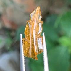 4 Cts Golden Yellow Tourmaline Leaf Hand Carved Gemstone for Pendant Jewellery
