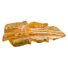 4 Cts Golden Yellow Tourmaline Leaf Hand Carved Gemstone for Pendant Jewellery