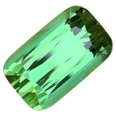 4 Cts Neon Mint Green Tourmaline Rectangular Cushion Cut Gemstone for Jewelry