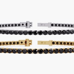 4 CTW Black Natural Diamond Tennis Bracelet in 14K Gold Diamond, Secure Clasp