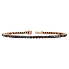 4 CTW Black Natural Diamond Tennis Bracelet in 14K Gold Diamond, Secure Clasp