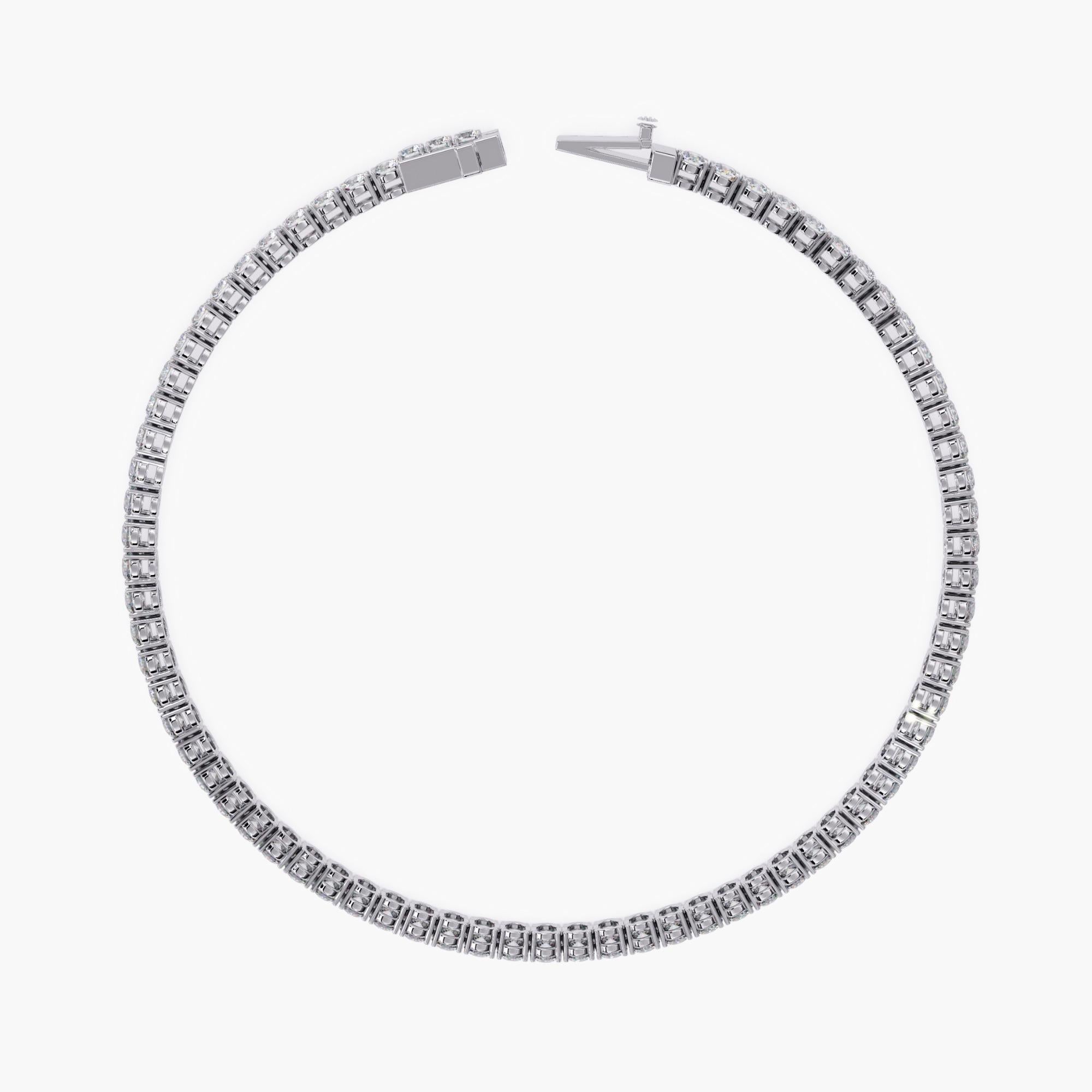 Round Cut 4 Ctw Diamond Tennis Bracelet, 2.7mm GH SI1  Diamonds (7 Pts Each), 7 Inch For Sale