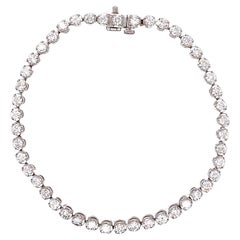 Bracelet tennis en or blanc 14 carats avec diamants ronds brillants de 4 carats
